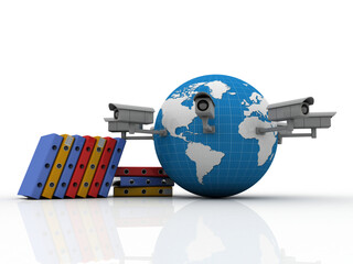 3d rendering office document Binder under cctv camera
