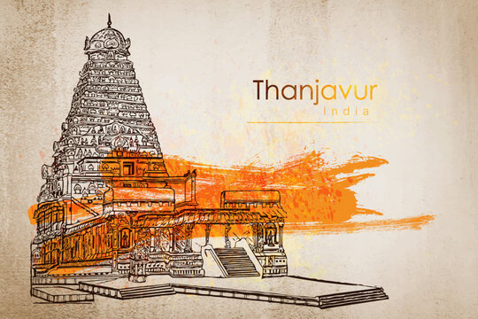 Temple of Tanjore is by far the grandest temple in India vector illustration