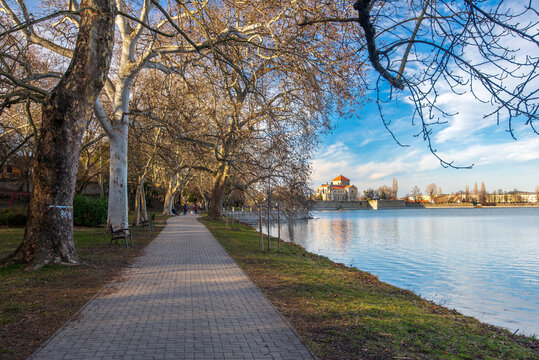 Tata Castle and old lake view in Tata City, Hungary