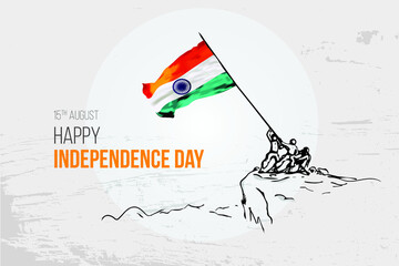 independence Day Celebration, 15 august, Indian Flag with hand drawing vector illustration