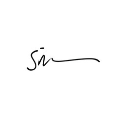 initials letter Sn handwriting logo vector template