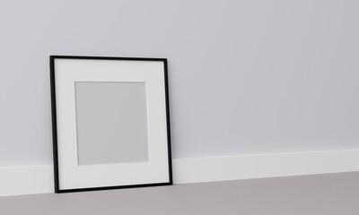 Blank picture frame mockup in modern interior living room, minimal style. 3D rener illustration.