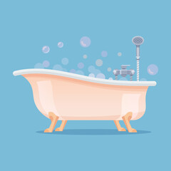 Ivory bathtub or bath, vector icon or banner.