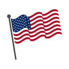 American flag on white background