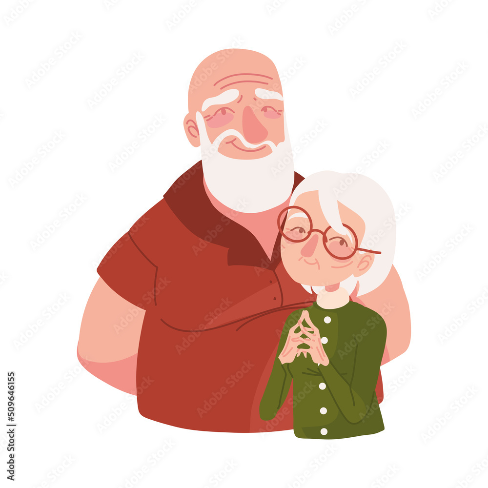 Sticker grandparents couple cartoon