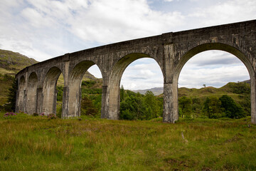 Fototapeta na wymiar June 2, 2022. Scotland, Great Britain. Glenfinnan Railway Viaduct.