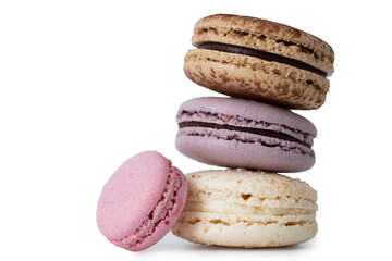 French sweet dessert macarons on white