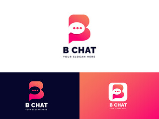 Letter B with chat icon logo design creative emblem talk design. initial letter icon brand template