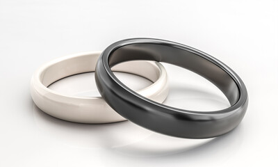 black and white rings on a white background.