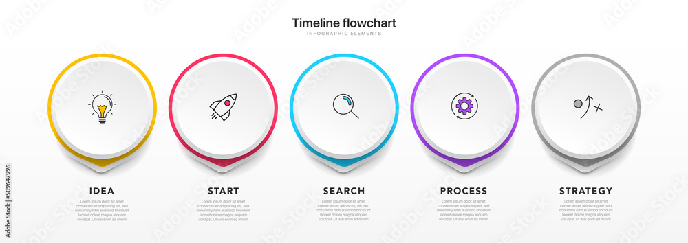 Poster timeline infographic design with 5 options or steps. infographics for business concept. can be used 