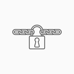 chain with lock icon, lock vector, chain illustration
