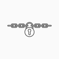 chain with lock icon, lock vector, chain illustration