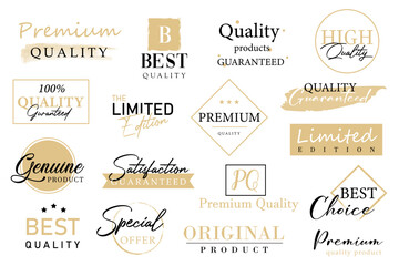 Set of vintage premium sign, stickers and elements.