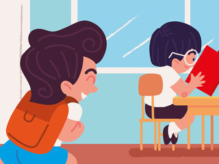 students boys in classroom