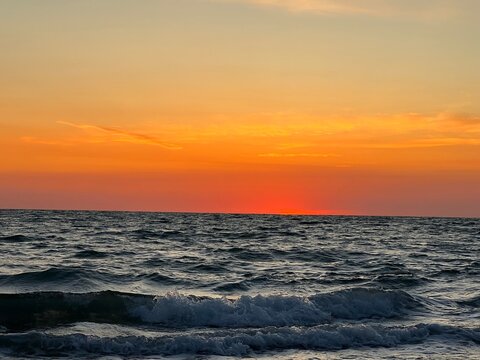 Orange Sunset over the Ocean