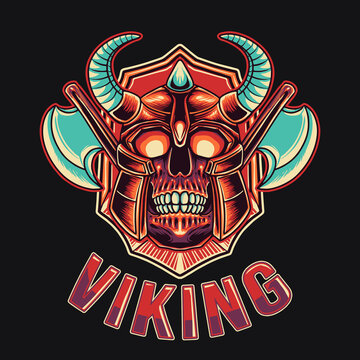 Skull Viking Guardian Vector Illustration