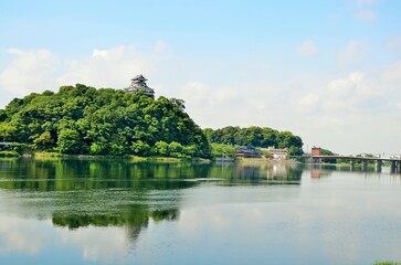 Fototapeta na wymiar 新緑の犬山城 天守閣と木曽川