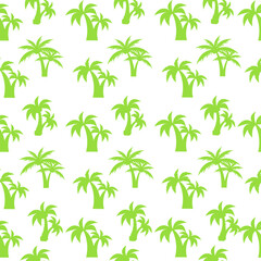 Seamless silhouette pattern of paired palm trees. Vector.