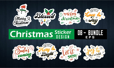 Christmas Sticker Design Bundle.
