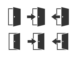 Doors Icons. Door arrow icon design isolated on white background. Vector illustration.