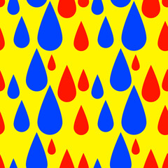 Ukraine war two color, red and blue drops on yellow background