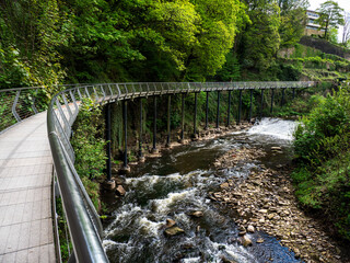 Millennium walkway bridge New Mills Peak District Derbyshire UK