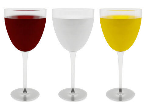 Set of realistic liquor glasses with drinks.