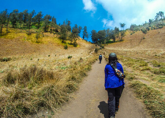 hiking in the mountains