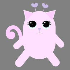 Cute baby cat with bird. Vector illustration for baby shower, greeting card, party invitation, fashion clothes t-shirt print.