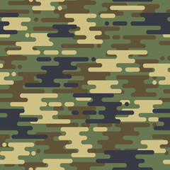 Fototapeta premium Camouflage seamless pattern texture. Abstract modern vector military camo backgound. Fabric textile print template. Vector illustration.