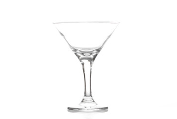 Empty glass martini glass isolated on white background