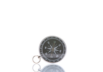 Compass isolated on white background with reflection