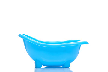 Plastic blue tub isolated on white background.