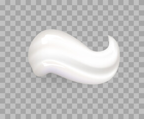 Smear realistic icon vector isolated on transparent background. Cream mousse tasty whipped product on milk base, vanilla foam, creamy yogurt milky swirl