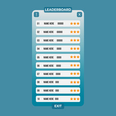Vector Leader board, Game leaderboard Set with abstract background  Game users interface design, Menu, Play game, Setting and loading page