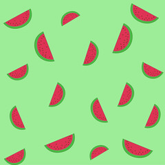 watermelon background on green with light green background color vector