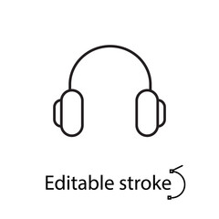 Headphones outline icon. Music store. Customizable linear contour symbol. Isolated vector stock illustration
