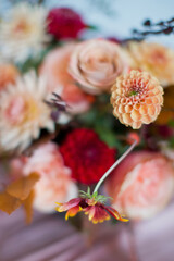 Autumn flowers bouquet in vase