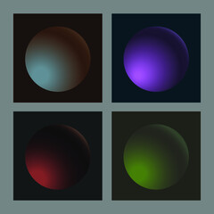 Set of dark gradient spheres.
