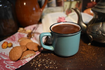 Cup of chocolate with biscuits
