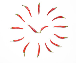 Chili pepper clock face isolated on white background