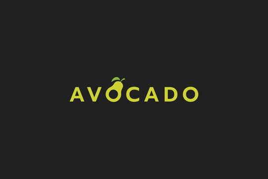 avocado logo with lettering and avocado as letter "O"