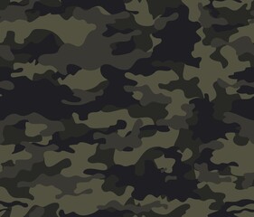 Fototapeta premium Forest texture camouflage seamless vector background, trendy texture, disguise. Army uniform for hunting.