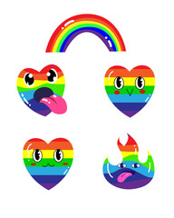 Set stickers with rainbow