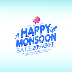 vector illustration,poster Monsoon Offer or Sale for Monsoon season.

