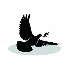 Dove of peace design elements flat dynamic silhouettes sketch