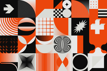 Digital Collage Graphics Pattern Made With Generative Art Elements And Vector Geometric Shapes - 509665732