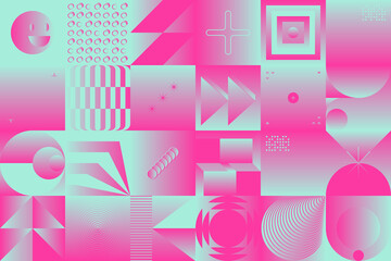 Bizarre Gradient Vector Seamless Pattern Graphics With Abstract Geometric Shapes And Geometry Forms