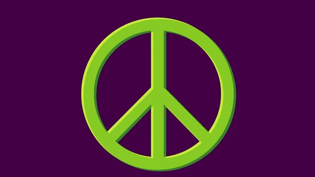 Groovy sixties hippy style background with peace symbol animation 