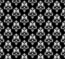 Flower geometric pattern. Seamless vector background. White and black ornament
